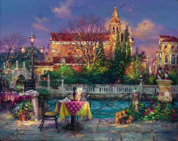 pleasant day cityscape modern city scenes cafe Oil Paintings
